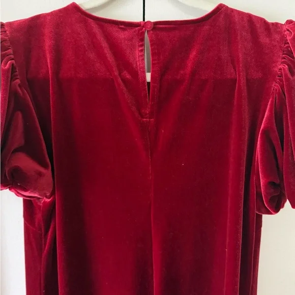 CeCe Women's Red Velvet Bubble-Sleeve Mini Dress Size Medium Christmas Party NYE - Picture 8 of 8